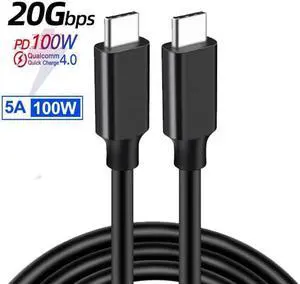 USB-C 3.1 TO TYPE-C 100W Fast Charging PD CABLE Type-C Male to Male 4K Video Data Cable 20Gbps Black 6 ft.