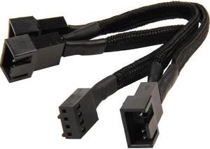 All Black Sleeved 1-3 PWM Fan Splitter Cable 100mm(CL103)