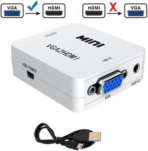 Full HD 1080P Mini VGA2HDMI Audio Video Converter,White
