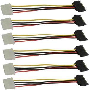 6pcs SATA Male to 4pin Molex Female Power Adapter Cable Serial ATA Extension Cable for 3.5 inches HDD/SSD/SD ROM (20cm)