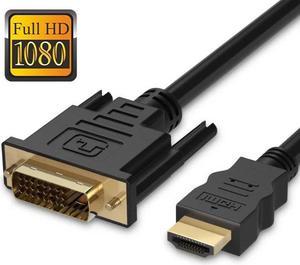 HDMI to DVI Cable, Digital Monitor Adapter Cable (HDMI to DVI-D 24+1 Dual Link,M/M), 1080P, 6ft.(PHD-018)
