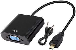 Micro-HDMI to VGA Adapter with Audio,Microhdmi male to VGA female Converter,Black