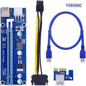 VER006C USB3.0 6Pin Riser Card PCI-E 1X TO 16X Extender Mining Rig Graphics Card Extended Line Cable Adapter Card BTC mining