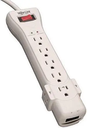 Tripp Lite 7 Outlet Surge Protector Power Strip, 15ft. Extra Long Cord, Right Angle Plug, Fax/Modem Protection, RJ11, 75K Insurance & (SUPER7TEL15)