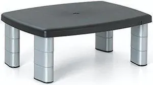 3M Adjustable Monitor Stand, Three Leg Segments Simply Adjust Height From 1" to 5 7/8", Sturdy Platform Holds Up to 80 lbs, 11-inch Space Between Columns for Storage, Silver/Black (MS80B)