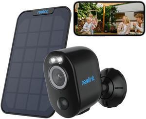 Reolink Argus Series C22 Black with Solar Panel Smart 4MP WireFree Camera with Motion Spotlight PersonVehicle DetectionColor Night Vision Dual Band WiFi