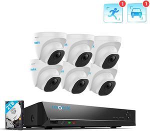 Reolink 8CH 4K Outdoor Security Camera System, 6pcs 8MP Smart Person/Vehicle Detection Wired PoE IP Dome Cameras, 8CH 2TB HDD NVR for 24/7 Recording Remote Access, RLK8-820D6-A