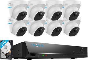 Reolink 8CH 5MP PoE Security System, 8pcs Wired 5MP Outdoor PoE IP Dome Cameras, Human/Vehicle Detection, Outdoor/Indoor, 12MP 8CH NVR with 2TB HDD for 24/7 Recording - RLK8-520D8-A