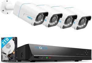 Reolink 8CH NVR + 4pcs RLC-811A Bundled, 24/7 8MP Surveillance System Kit, Human/Car Detection 5X Optical Zoom with Spotlight, 2-Way Talk, Color Night Vision, H.265 2TB HDD Built-in, Up to 12TB