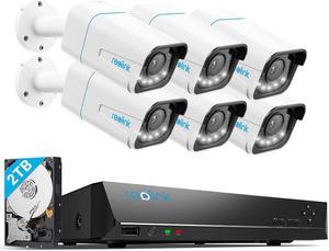 Reolink 24/7 Surveillance System Kit, 8 Ch 2TB NVR, Up to 12TB, Buddled with 6 pcs 4K /8MP Ultra HD RLC-811A, 5X Optical Zoom with 2-Way Talk, Human/Car Detection, Color Night Vision - RLK8-811B6-A