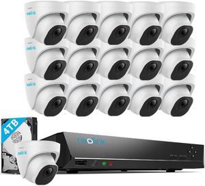 Reolink 4K 16CH Smart PoE Security Camera System,16pcs 8MP IP Camera Support Huam/Car Detect IP66 Waterpoof +16CH NVR Pre-Installed with 4TB HDD(Include 16x18M Cat5 Cable) - RLK16-820D16-A