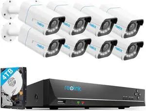 Reolink 24/7 Surveillance System Kit, 16 Ch 4TB NVR, Up to 12TB, Buddled with 8 pcs 4K /8MP Ultra HD RLC-811A, 5X Optical Zoom with 2-Way Talk, Human/Car Detection, Color Night Vision - RLK16-811B8-A Reolink 24/7 Surveillance System Kit, 16 Ch 4TB NVR, Up to 12TB, Buddled with 8 pcs 4K /8MP Ultra HD RLC-811A, 5X Optical Zoom with 2-Way Talk, Human/Car Detection, Color Night Vision - RLK16-811B8-A
