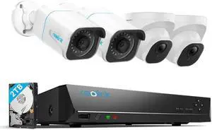 Reolink 8CH 4K 8MP PoE Security Camera System Smart Person and Vehicle Detection, 4pcs 4K Outdoor PoE IP Cameras with 8CH 2TB HDD NVR, IR Night Vision Remote Access 24x7 Recording, RLK8-810B2D2-A