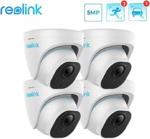 Reolink 4pcs RLC-520A, 5MP Outdoor Security Camera, Smart Human/Vehicle Detection PoE IP Camera, work with Google Assistant, Time-Lapse, 256GB Micro SD Storage for 24/7 Recording (not Included)
