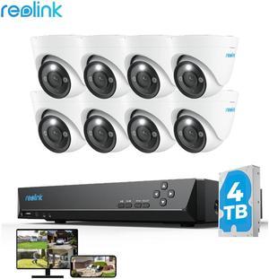 REOLINK 16CH 12MP PoE Security System, 8pcs 12MP Dome H.265 Security Cameras Wired, Person/Vehicle/Pet Detection, Two-Way Talk, Spotlights Color Night Vision, 16CH NVR with 4TB HDD