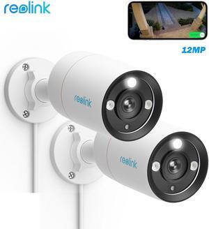Reolink RLC-1212A 12MP 6K PoE Bullet Security Camera with Powerful Spotlight, Smart Person/Vehicle Detect, 2-way Audio 2 Cameras
