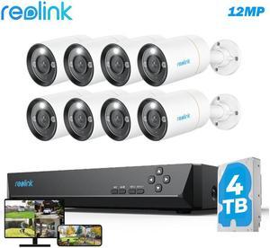 REOLINK 16CH 12MP PoE Security Camera System, 8 Bullets H.265 12MP Cameras with Person/Vehicle Detection and Spotlights,16CH NVR with 4TB HDD for 24-7 Recording