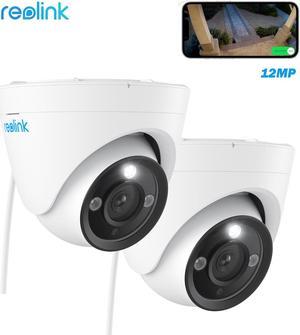 REOLINK 12MP PoE Dome Camera Outdoor, 93° Wide Angle,700lm Color Night Vision, Human/Vehicle/Pet Detection, Two Way Talk, Up to 256GB microSD Card, 2 Pack