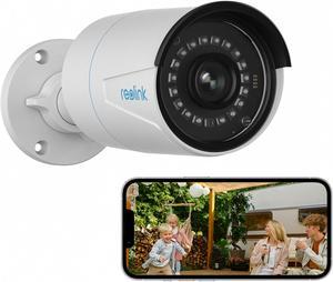 Reolink 5MP HD Outdoor POE Security Camera Smart Human/Vehicle Detection Audio Work with Google Assistant Bullet Camera RLC-510A