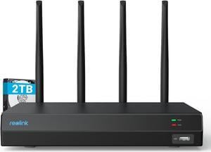 REOLINK 4K 12CH WiFi NVR with Wi-Fi 6 and 2.4/5 GHz Dual-Band WiFi, Built-in 2TB HDD, Support 16MP/12MP/8MP/5MP/4MP Reolink Cameras, 24/7 Recording Home Security Camera System, Not PoE Ports, RLN12W