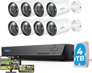 Reolink 12MP PoE Security Camera System, 8pcs H.265 12MP Bullet Security Cameras Wired, Person Vehicle Pet Detection, Two-Way Talk, Spotlights Color Night Vision, 16CH NVR with 4TB HDD, RLK16-1200B8-A