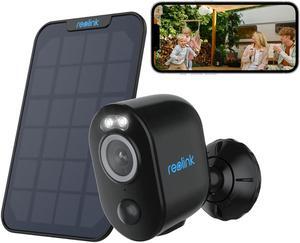 Reolink Security Camera Wireless Outdoor, 2K 4MP Night Vision with Spotlight, 2.4/5Ghz Dual-Band WiFi, Wire-Free Battery Solar Powered, Smart Detection, Timelapse - Argus 3 Pro-Black+Solar Panel-Black