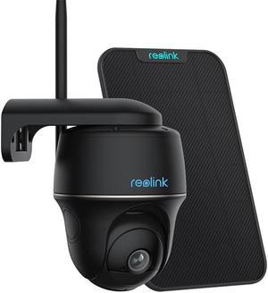 Reolink 2K Security Camera System Wireless Outdoor, Pan Tilt Battery Solar Cam with 2.4/5GHz Dual-Band WiFi, Smart Detection, PIR Sensor, Time Lapse, 2-Way Talk -Argus PT-Black with Solar Panel-Black