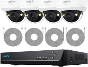 Reolink 4K HD PoE Security Camera System 8pcs 8MP PersonVehicle Detection Smart Cameras with 8 Channel 2TB NVR 125 Wide Viewing Angle IK10 VandalProof Spotlight Night Vision Surveillance System