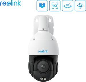 Reolink Smart 4K PTZ PoE Security Camera with 16X 3D Optical Zoom Auto Tracking Spotlights Color Night Vision Support Person/Vehicle/Animal Detection Two-Way Audio 24/7 Recording
