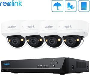 Reolink RLK8-500V4 5MP PoE Surveillance Camera System with Spotlight Night Vision Smart Person Vehicle Animal Detection, 8-Channel NVR with 2TB HDD, 4pcs IK10 Vandal-Proof PoE Security Cameras