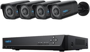 Reolink 4K HD Security Camera System with 4Pcs 8MP Black PoE IP Cameras Smart Person Vehicle Detection Built-In 2TB HDD 8 Channel NVR RLK8-800B4-A-B