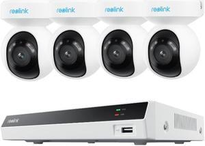 Reolink RLK8-800PT4 PoE PT Outdoor Surveillance System 4K Color Night Vision 360° Coverage with Auto Tracking Human/Vehicle/Animal Detection 8-Channel 2TB NVR 24/7 Recording