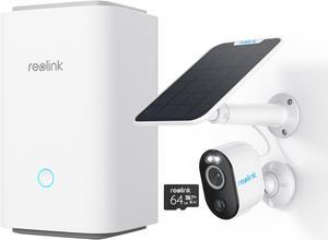 Reolink Home Hub with Argus 3 Pro and Solar Panel Smart 2K 4MP Wire-Free Camera with Motion Spotlight Color Night Vision, Person/Vehicle Detection,White