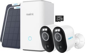 Reolink Home Hub with 2x Argus 3 Pro and Solar Panel Smart 2K 4MP Wire-Free Camera with Motion Spotlight Color Night Vision, Person/Vehicle Detection,White