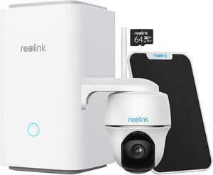 Reolink Home Hub with Argus PT and Solar Panel 5MP Wireless Wi-Fi Solar Battery Camera with Pan & Tilt Color Night Vision, White