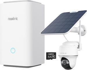 Reolink Home Hub with Argus PT Ultra with 6W Solar Panel Wireless Security System With 4K PT Standalone Battery/Solar Wi-Fi Cameras, White