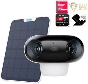 Reolink Argus 4 Pro with With 6W White Solar Panel 4K Battery Camera ColorX Night Vision, 180° Blindspot-Free View, Outdoor Camera with Dual-Band Wi-Fi 6, Smart AI Detection, Home Hub Compatible