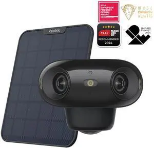 Reolink Argus 4 Pro with With 6W White Solar Panel 4K Battery Camera ColorX Night Vision, 180° Blindspot-Free View, Outdoor Camera with Dual-Band Wi-Fi 6, Smart AI Detection, Home Hub Compatible Black