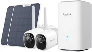 Reolink 2K Battery Wi-Fi Security System, Wi-Fi 6, ColorX Night Vision, 10s Pre-recording with Solar Panel, Home Hub with 1× Reolink Altas+Solar Panel 2 Cam Add Solar Panel 2-Pack