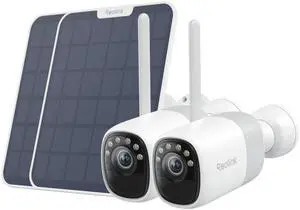 Reolink 2K 2-Pack Reolink Altas with Solar Panel 2 6W Wireless Battery Outdoor Security Camera, ColorX Night Vision, Wi-Fi 6, 10s Pre-recording, Bullet Camera with 540 days of Battery Life