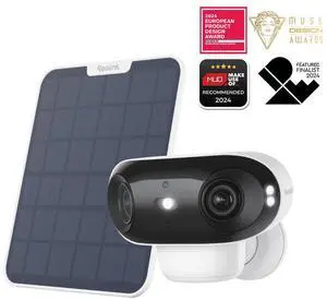 Reolink Argus 4 Pro with With 6W White Solar Panel 4K Battery Camera ColorX Night Vision, 180° Blindspot-Free View, Outdoor Camera with Dual-Band Wi-Fi 6, Smart AI Detection, Home Hub Compatible