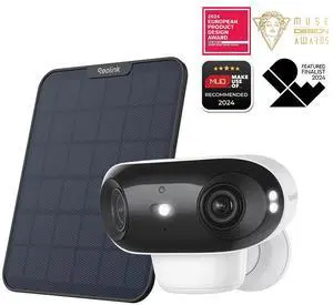 Reolink Argus 4 Pro with With 6W Black Solar Panel 4K Battery Camera ColorX Night Vision, 180° Blindspot-Free View, Outdoor Camera with Dual-Band Wi-Fi 6, Smart AI Detection, Home Hub Compatible