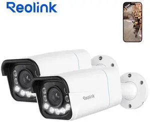 Reolink 4K Security Camera for Outdoor, IP PoE Surveillance Camera with 5X Optical Zoom, Human/Vehicle Detection, Two Way Talk, Color Night Vision, Timelapse, Up to 256GB SD Card, RLC-811A x2