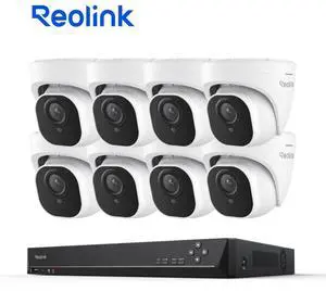 Reolink 4K PoE Security System, 16-Channel NVR with 24/7 Recording, Person/Vehicle/Animal Detection, IP67 PoE Surveillance System, RLK16-800D8