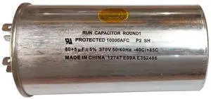 Dual Run Capacitor, Round, 80 + 5 Mfd., 370 Volt, CD80+5X370R
