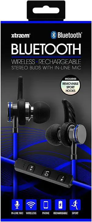 Sentry Bluetooth, Rechargeable, Metal Ear Buds with Built In Mic, Blue, BX250BL