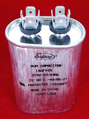 Run Capacitor, Oval, 10 Mfd., 370 Volt, CR10X370