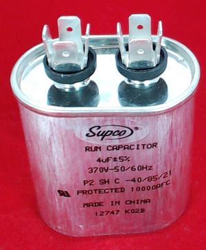 Run Capacitor, Oval, 4 Mfd., 370 Volt, CR4X370