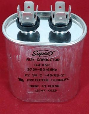 Run Capacitor, Oval, 3 Mfd., 370 Volt, CR3X370