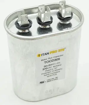 Packard Titan Pro 370 Dual Run Capacitor Oval 30+5 Mfd 370 Volt 30/5-370 POCD305